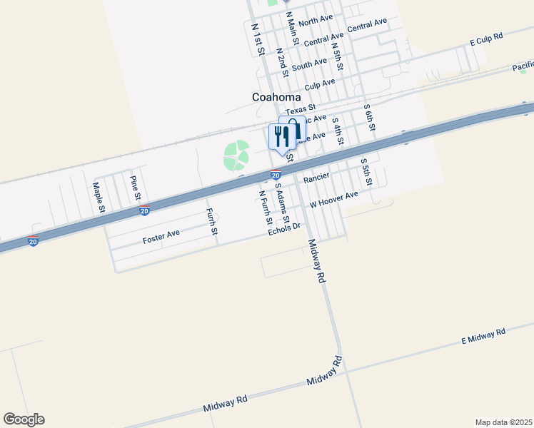 map of restaurants, bars, coffee shops, grocery stores, and more near 209 West Hoover Avenue in Coahoma