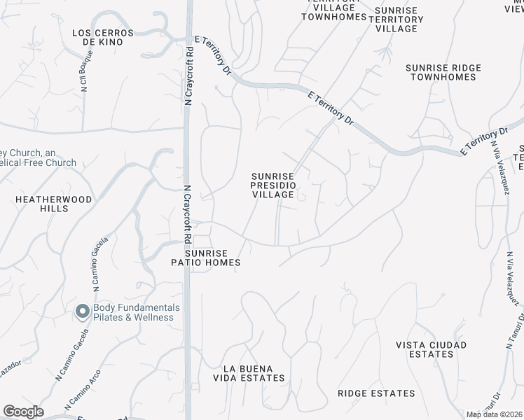 map of restaurants, bars, coffee shops, grocery stores, and more near 4550 North Pso Bocoancos in Tucson