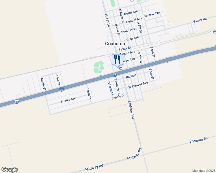map of restaurants, bars, coffee shops, grocery stores, and more near 209 West Hoover Avenue in Coahoma