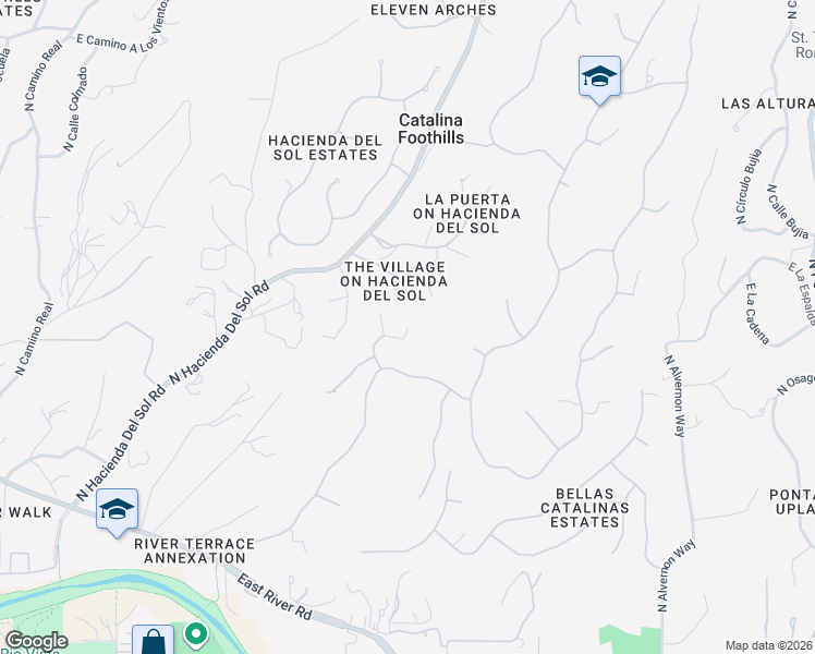 map of restaurants, bars, coffee shops, grocery stores, and more near 3530 East Cll Puerta De Acero in Tucson