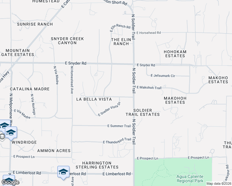map of restaurants, bars, coffee shops, grocery stores, and more near 4642 North Avenida De Franelah in Tucson