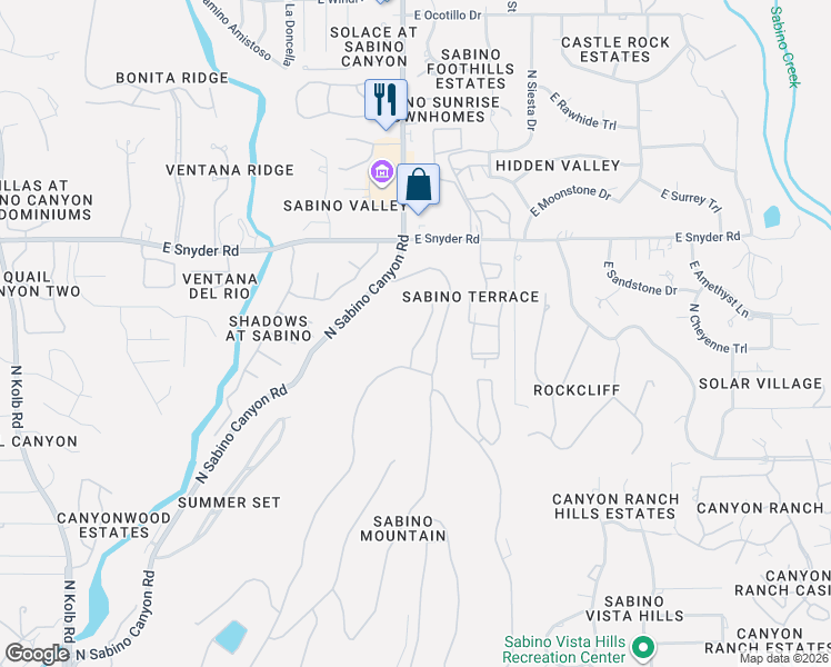 map of restaurants, bars, coffee shops, grocery stores, and more near 4669 North Black Rock Place in Tucson