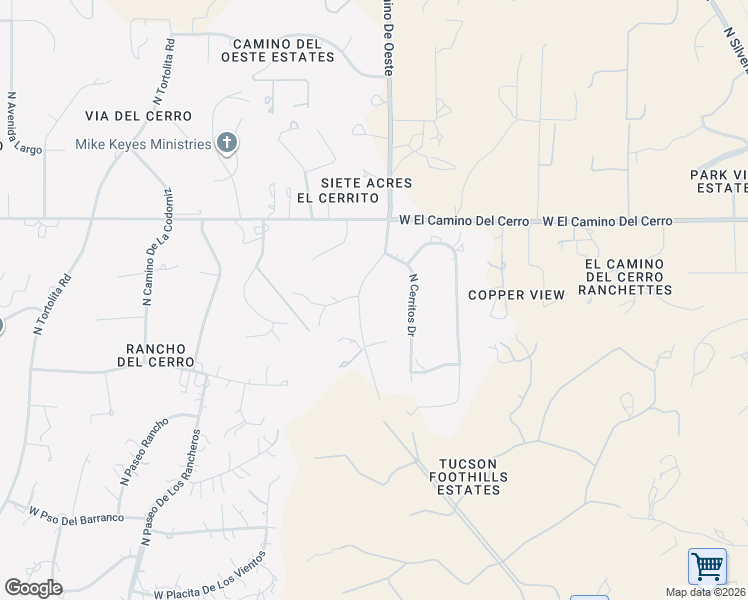 map of restaurants, bars, coffee shops, grocery stores, and more near 4690 North Camino De Oeste in Tucson