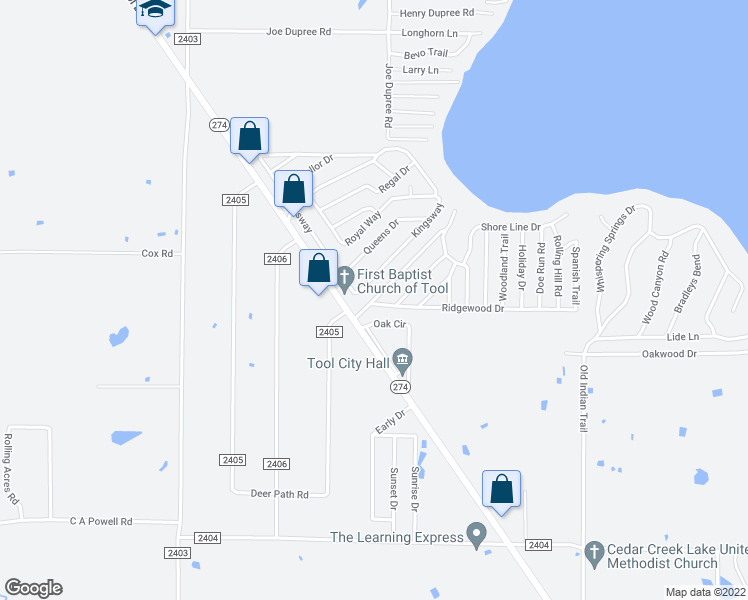 map of restaurants, bars, coffee shops, grocery stores, and more near 937 Cedarcrest Drive in Tool