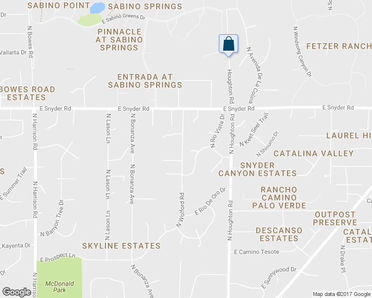 map of restaurants, bars, coffee shops, grocery stores, and more near 10131 East Tierra Alta Place in Tucson