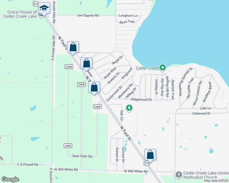 map of restaurants, bars, coffee shops, grocery stores, and more near 809 Cedarcrest Drive in Tool