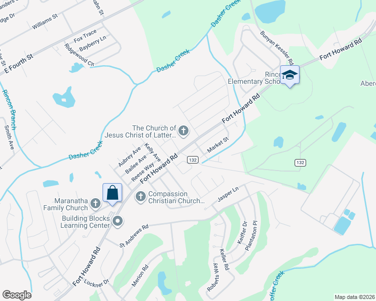 map of restaurants, bars, coffee shops, grocery stores, and more near 122 Tolliver Lane in Rincon