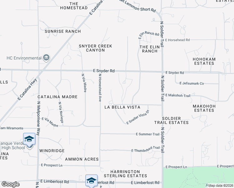 map of restaurants, bars, coffee shops, grocery stores, and more near 11529 East Sneller Vista Drive in Tucson