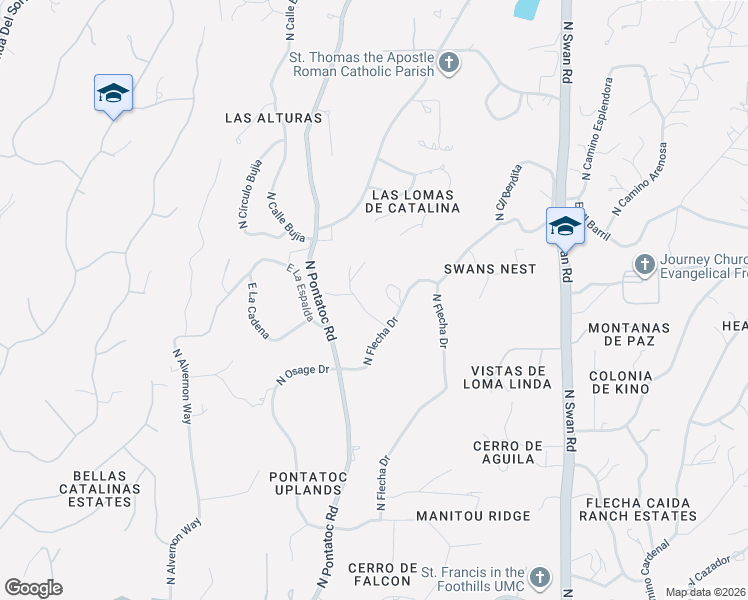 map of restaurants, bars, coffee shops, grocery stores, and more near 4640 North Caida Place in Tucson