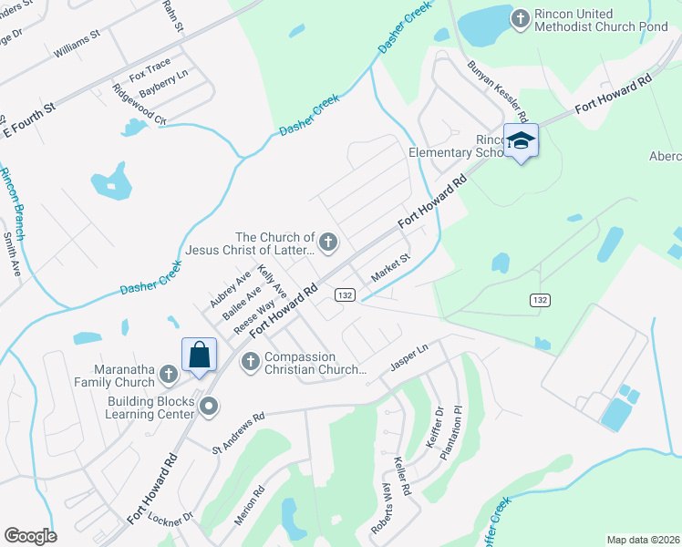 map of restaurants, bars, coffee shops, grocery stores, and more near 122 Tolliver Lane in Rincon