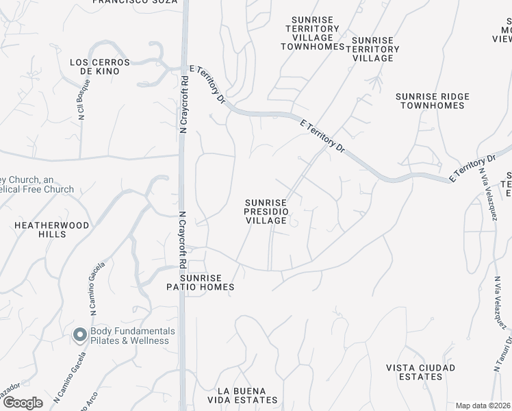 map of restaurants, bars, coffee shops, grocery stores, and more near 5710 East Pso Caborca in Tucson