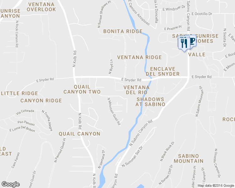 map of restaurants, bars, coffee shops, grocery stores, and more near 7446 East Wandering Road in Tucson