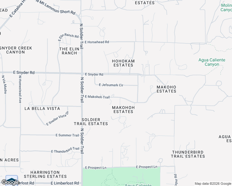 map of restaurants, bars, coffee shops, grocery stores, and more near 12139 East Makohoh Trail in Tucson