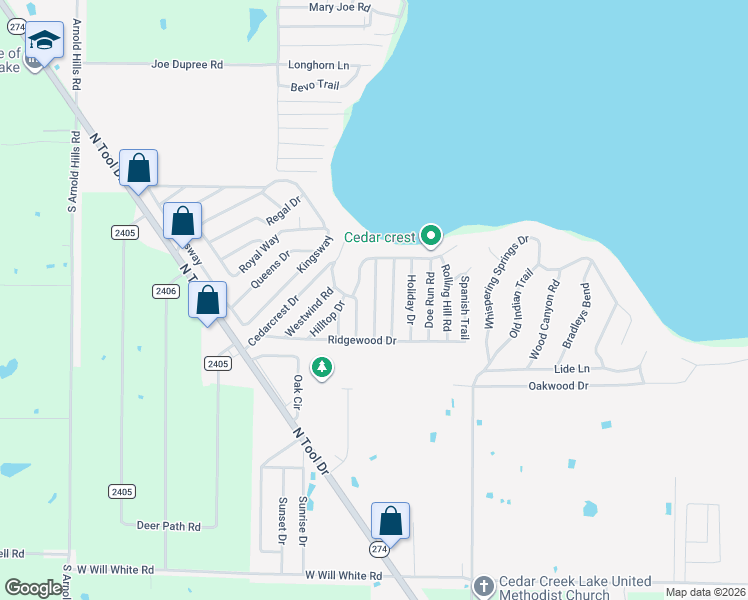 map of restaurants, bars, coffee shops, grocery stores, and more near 1004 Woodland Trail in Tool