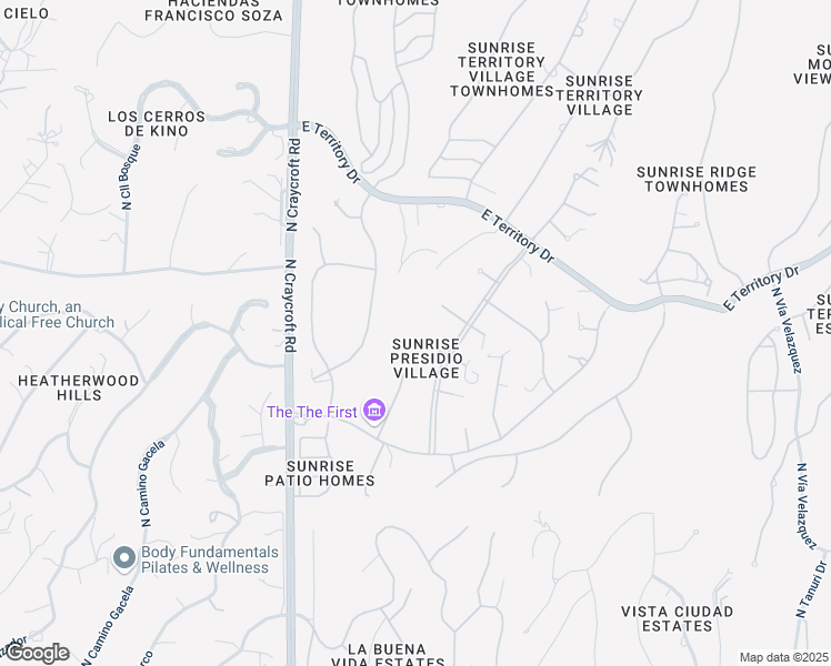 map of restaurants, bars, coffee shops, grocery stores, and more near 5710 East Pso Caborca in Tucson