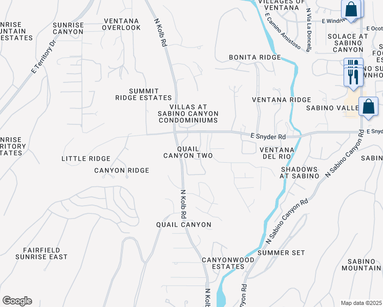 map of restaurants, bars, coffee shops, grocery stores, and more near 4700 East Snyder Road in Tucson