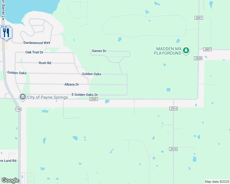 map of restaurants, bars, coffee shops, grocery stores, and more near 264 East Golden Oaks Drive in Mabank
