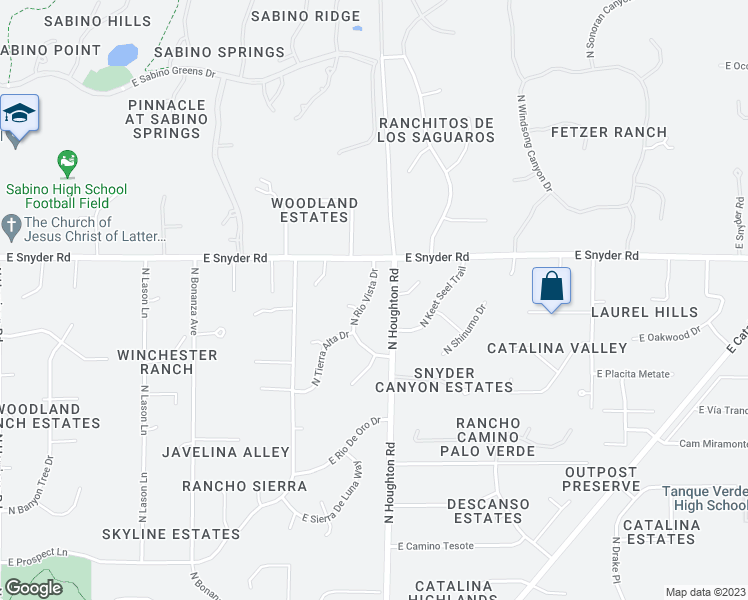 map of restaurants, bars, coffee shops, grocery stores, and more near 4720 North Rio Vista Drive in Tucson