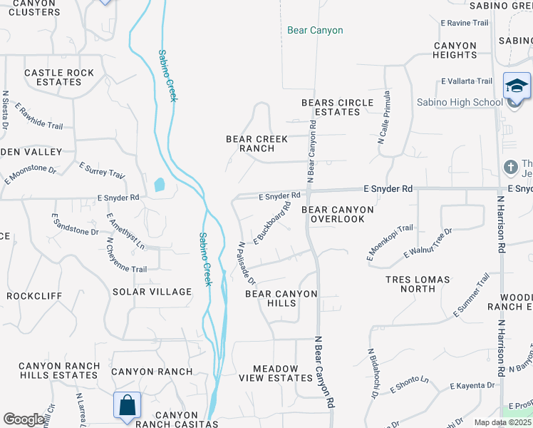 map of restaurants, bars, coffee shops, grocery stores, and more near 8861 East Buckboard Road in Tucson