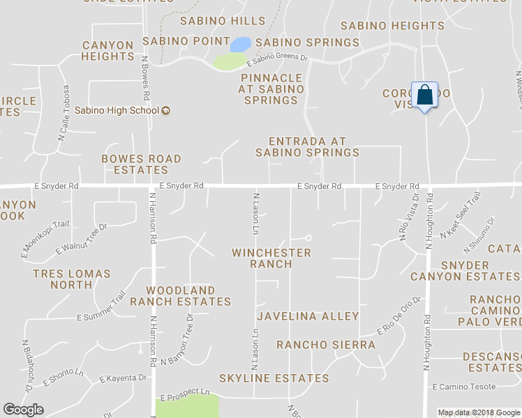 map of restaurants, bars, coffee shops, grocery stores, and more near 9801 East Vermillion Place in Tucson