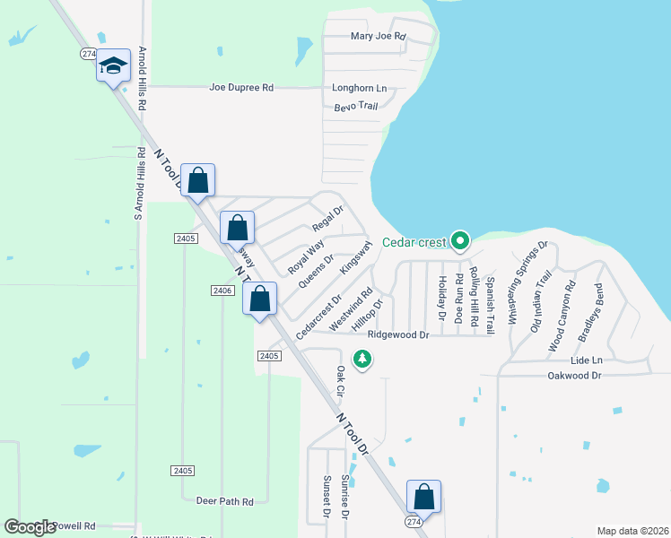 map of restaurants, bars, coffee shops, grocery stores, and more near 818 Queens Drive in Tool