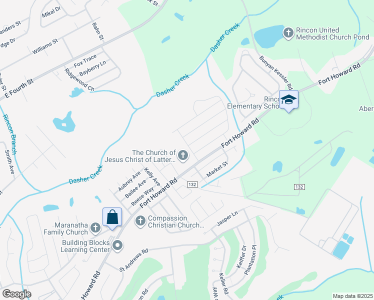 map of restaurants, bars, coffee shops, grocery stores, and more near 903 Fort Howard Road in Rincon
