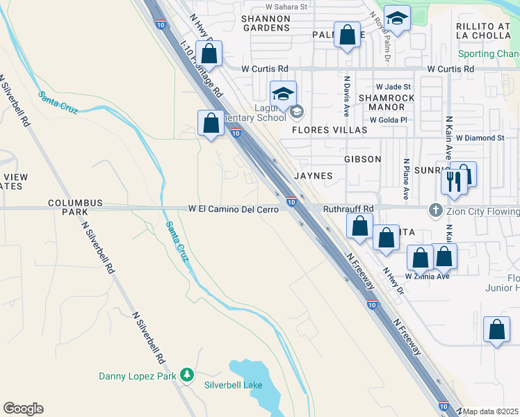 map of restaurants, bars, coffee shops, grocery stores, and more near 3035 West El Camino Del Cerro in Tucson