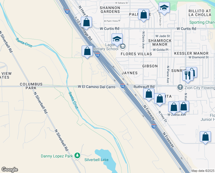map of restaurants, bars, coffee shops, grocery stores, and more near 3035 West El Camino Del Cerro in Tucson
