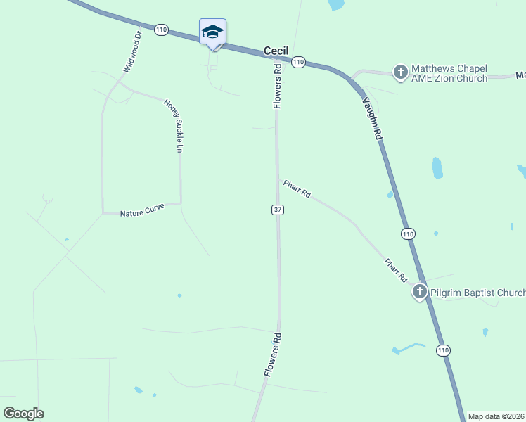 map of restaurants, bars, coffee shops, grocery stores, and more near 562 Flowers Road in Cecil