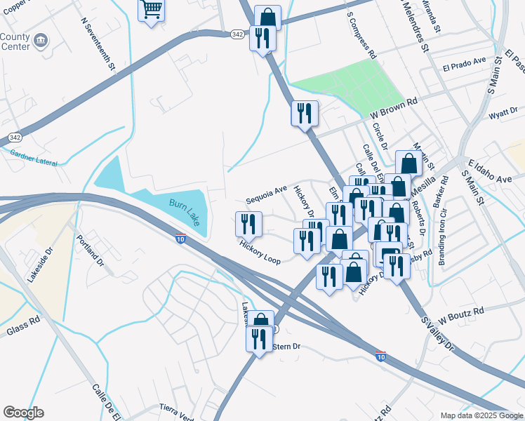 map of restaurants, bars, coffee shops, grocery stores, and more near 1717-1721 Sequoia Avenue in Las Cruces