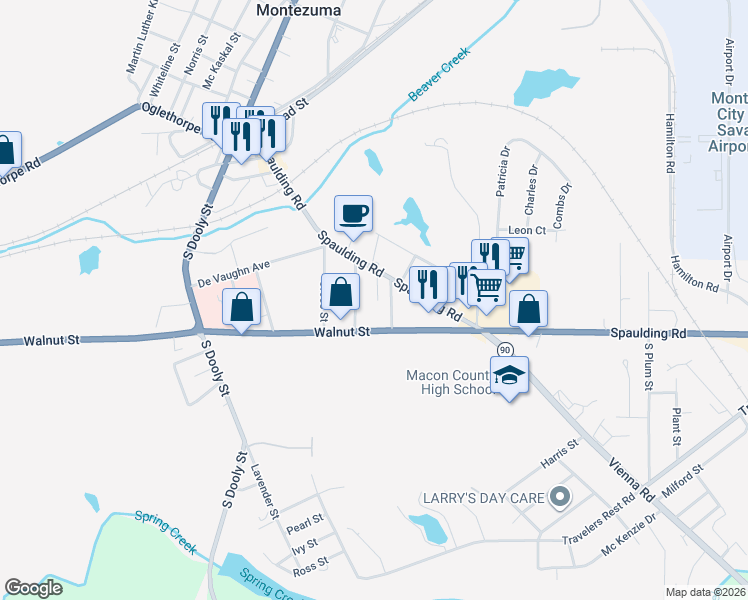 map of restaurants, bars, coffee shops, grocery stores, and more near 507 Forsyth Street in Montezuma