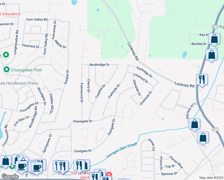 map of restaurants, bars, coffee shops, grocery stores, and more near 125 Parkside Drive in Brandon