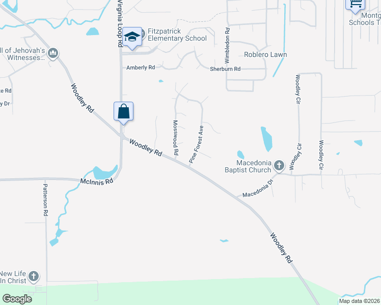 map of restaurants, bars, coffee shops, grocery stores, and more near 3840 Pine Forest Avenue in Montgomery