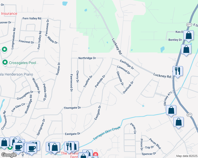 map of restaurants, bars, coffee shops, grocery stores, and more near 125 Parkside Drive in Brandon