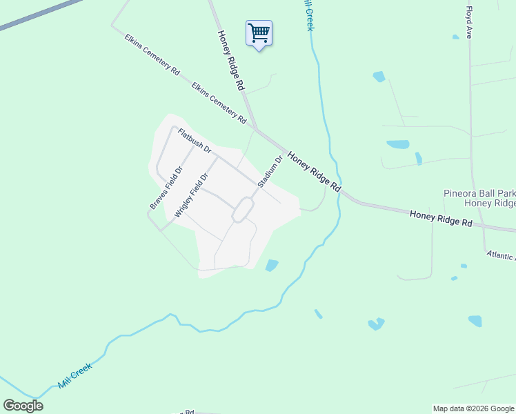 map of restaurants, bars, coffee shops, grocery stores, and more near 107 Stadium Drive in Guyton