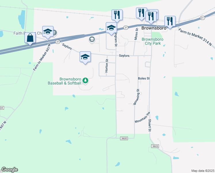 map of restaurants, bars, coffee shops, grocery stores, and more near 10811 Ingram Street in Brownsboro