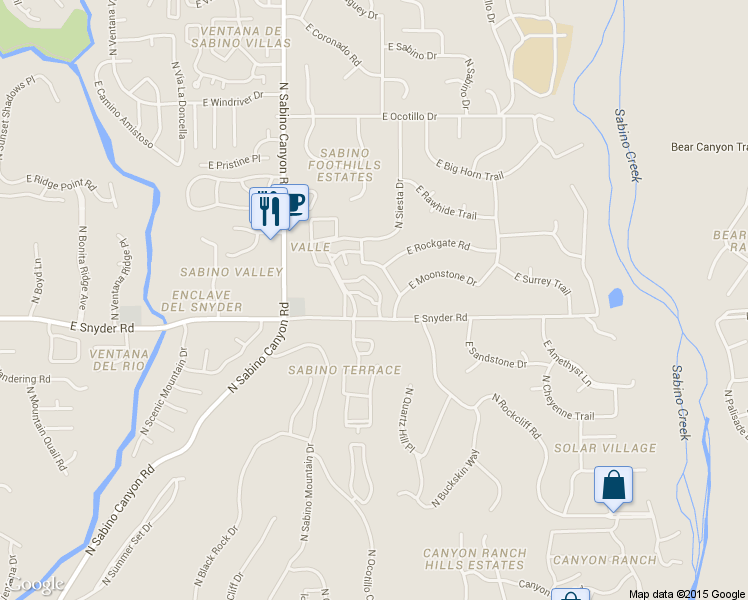 map of restaurants, bars, coffee shops, grocery stores, and more near 8085 East Shadow Canyon Road in Tucson