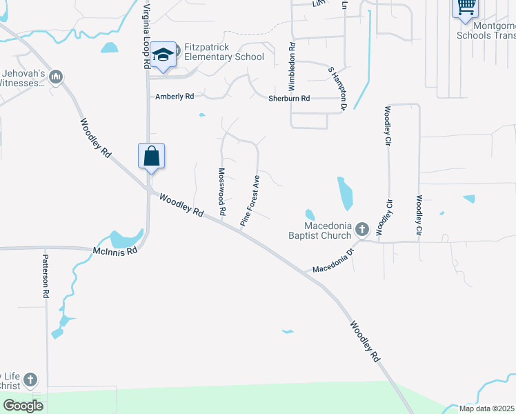 map of restaurants, bars, coffee shops, grocery stores, and more near 3825 Pine Forest Avenue in Montgomery