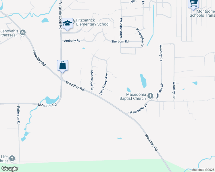 map of restaurants, bars, coffee shops, grocery stores, and more near 3825 Pine Forest Avenue in Montgomery