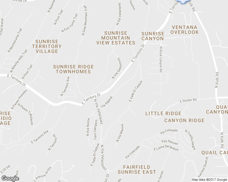 map of restaurants, bars, coffee shops, grocery stores, and more near 6497 E Via Algardi in Tucson