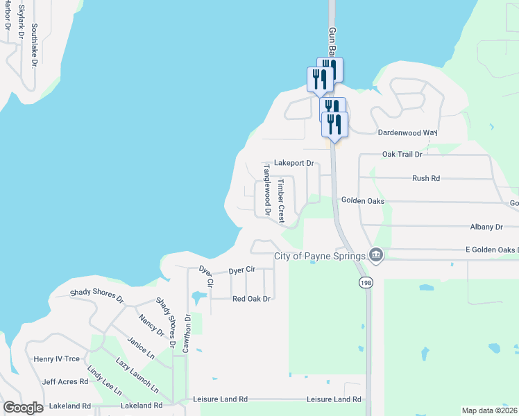 map of restaurants, bars, coffee shops, grocery stores, and more near 151 Baywood Boulevard in Mabank