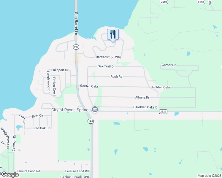 map of restaurants, bars, coffee shops, grocery stores, and more near 124 East Golden Oaks Drive in Mabank