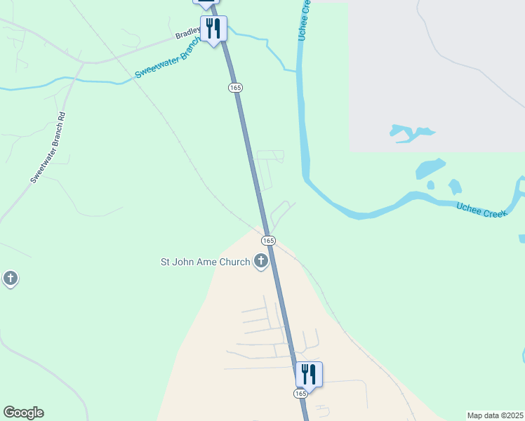 map of restaurants, bars, coffee shops, grocery stores, and more near 801 Alabama 165 in Fort Mitchell