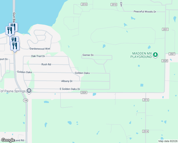 map of restaurants, bars, coffee shops, grocery stores, and more near 213 East Golden Oaks Drive in Mabank