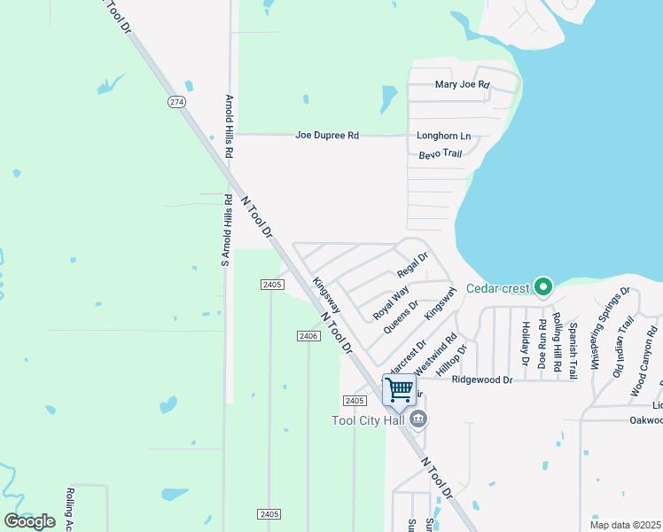 map of restaurants, bars, coffee shops, grocery stores, and more near 809 Royal Way in Tool