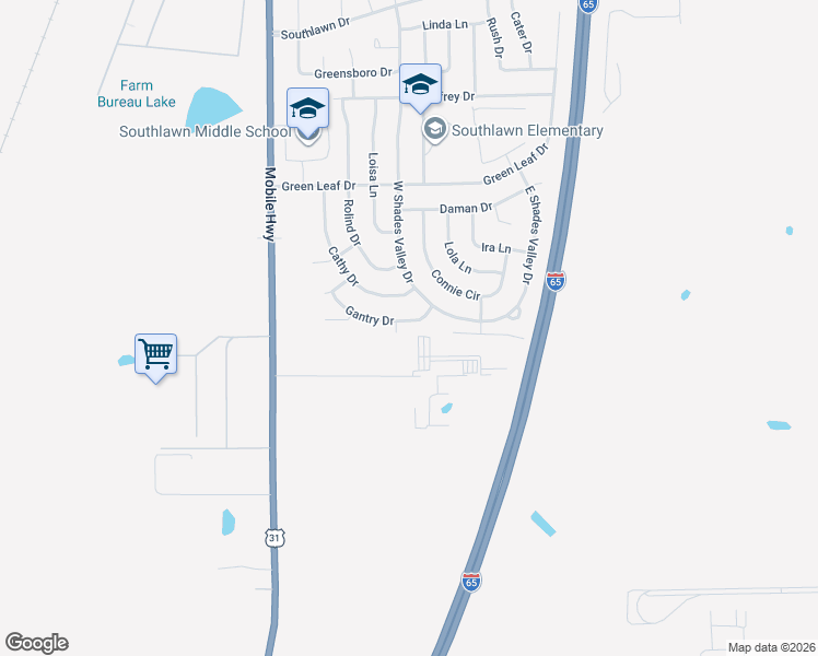 map of restaurants, bars, coffee shops, grocery stores, and more near Windy Lane in Montgomery