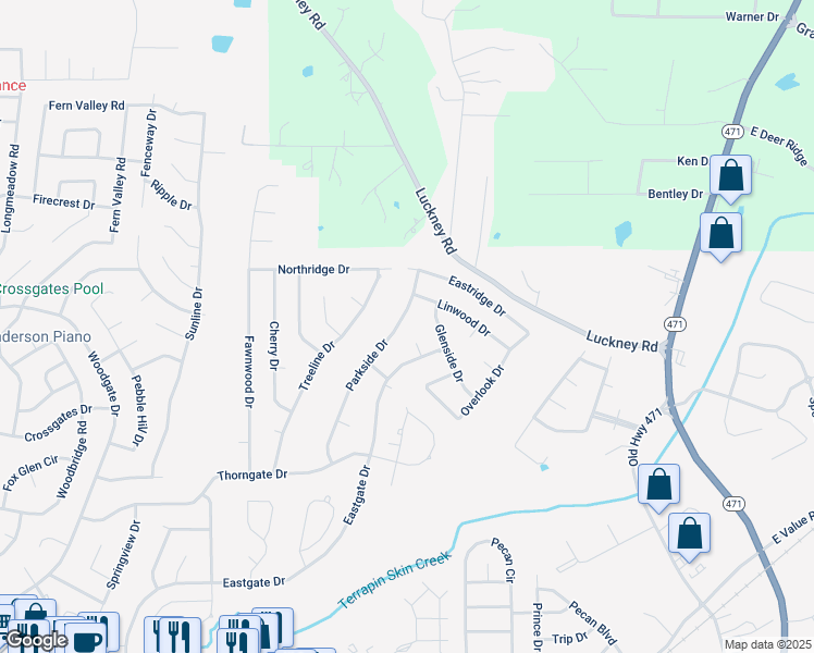 map of restaurants, bars, coffee shops, grocery stores, and more near 141 Parkside Drive in Brandon