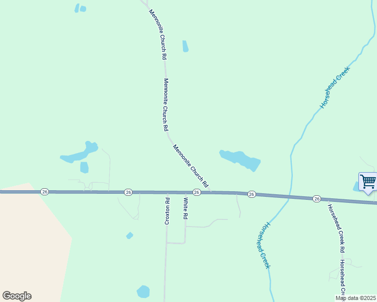 map of restaurants, bars, coffee shops, grocery stores, and more near 3439 Mennonite School Road in Montezuma