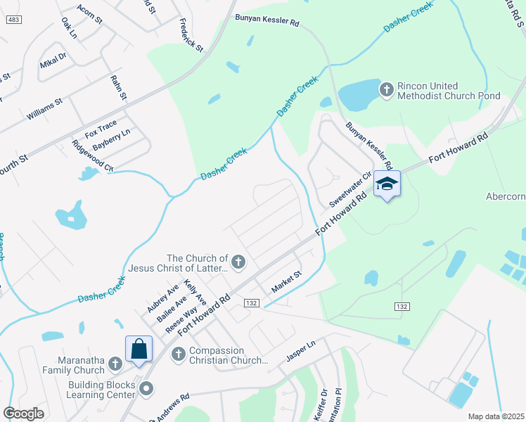 map of restaurants, bars, coffee shops, grocery stores, and more near 520 Windsong Drive in Rincon