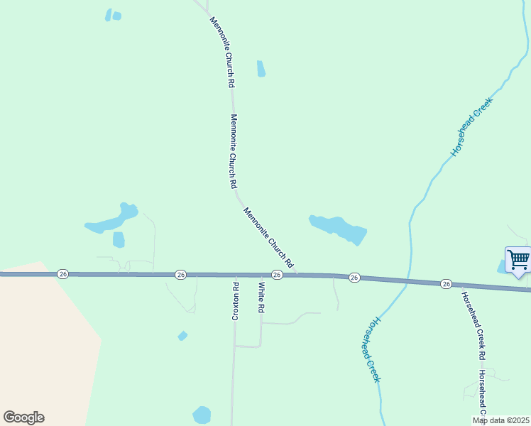 map of restaurants, bars, coffee shops, grocery stores, and more near 3439 Mennonite School Road in Montezuma